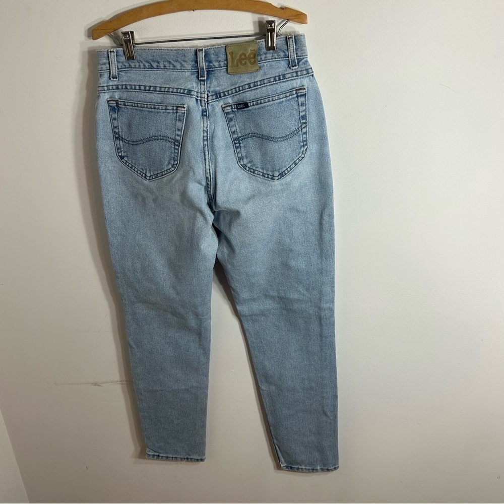 Vintage Lee High Rise Mom Jeans Made in USA 100% Cotton Light Blue Sz 13